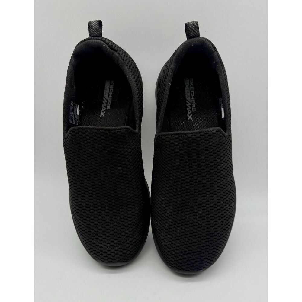 Skechers GOGA Max 15600W Women’s 7.5 Black On Black Mesh Shoes GoWalk Cushion